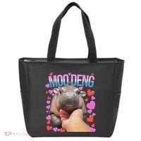The Famous Moo Deng Pygmy Baby Hippo Moo Deng Cute Moodeng Tote Bag thumb 0