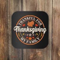 Thankful For My Family Thanksgiving Emblem Coaster thumb 0
