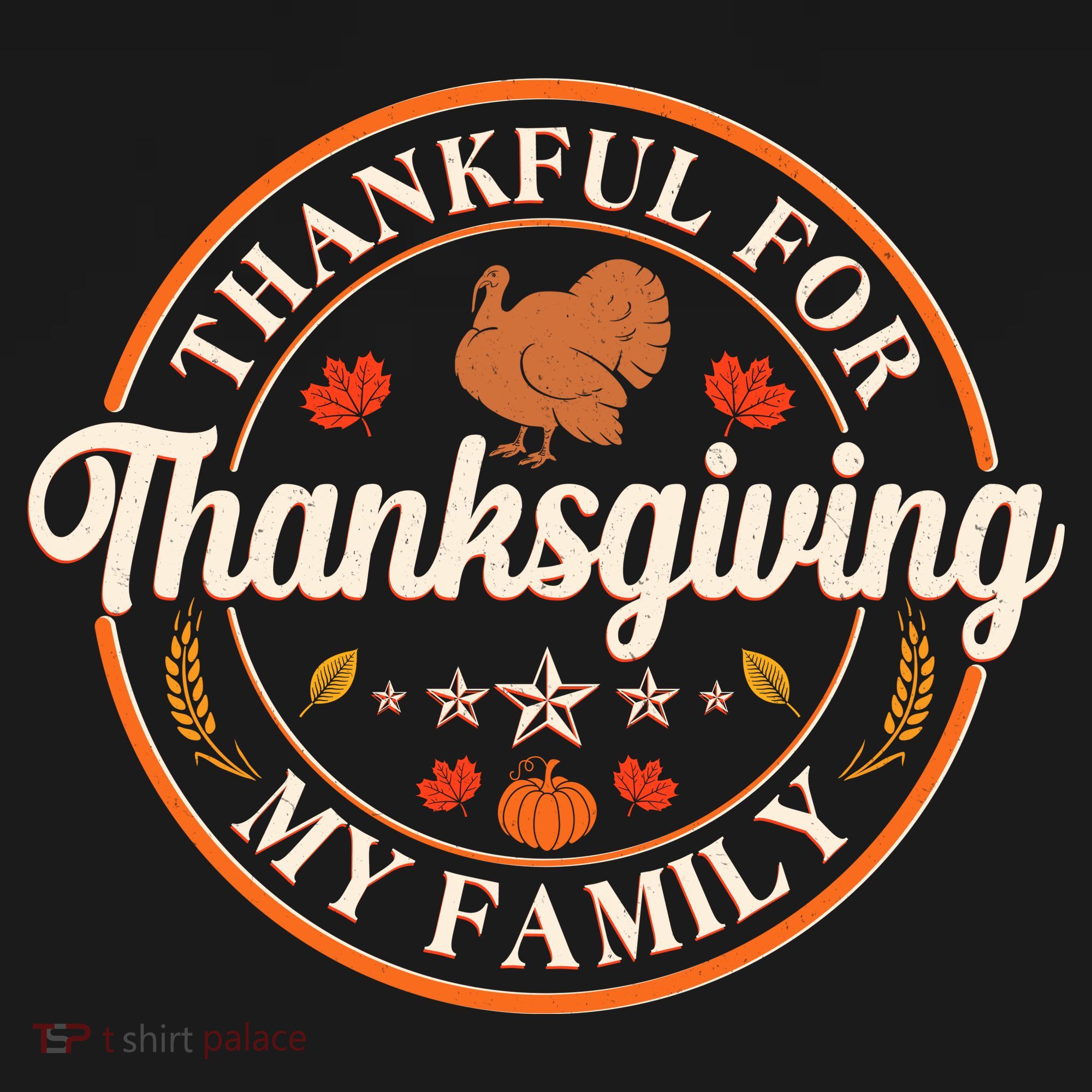 Thankful For My Family Thanksgiving Emblem Coaster