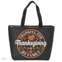 Thankful For My Family Thanksgiving Emblem Tote Bag thumb 0