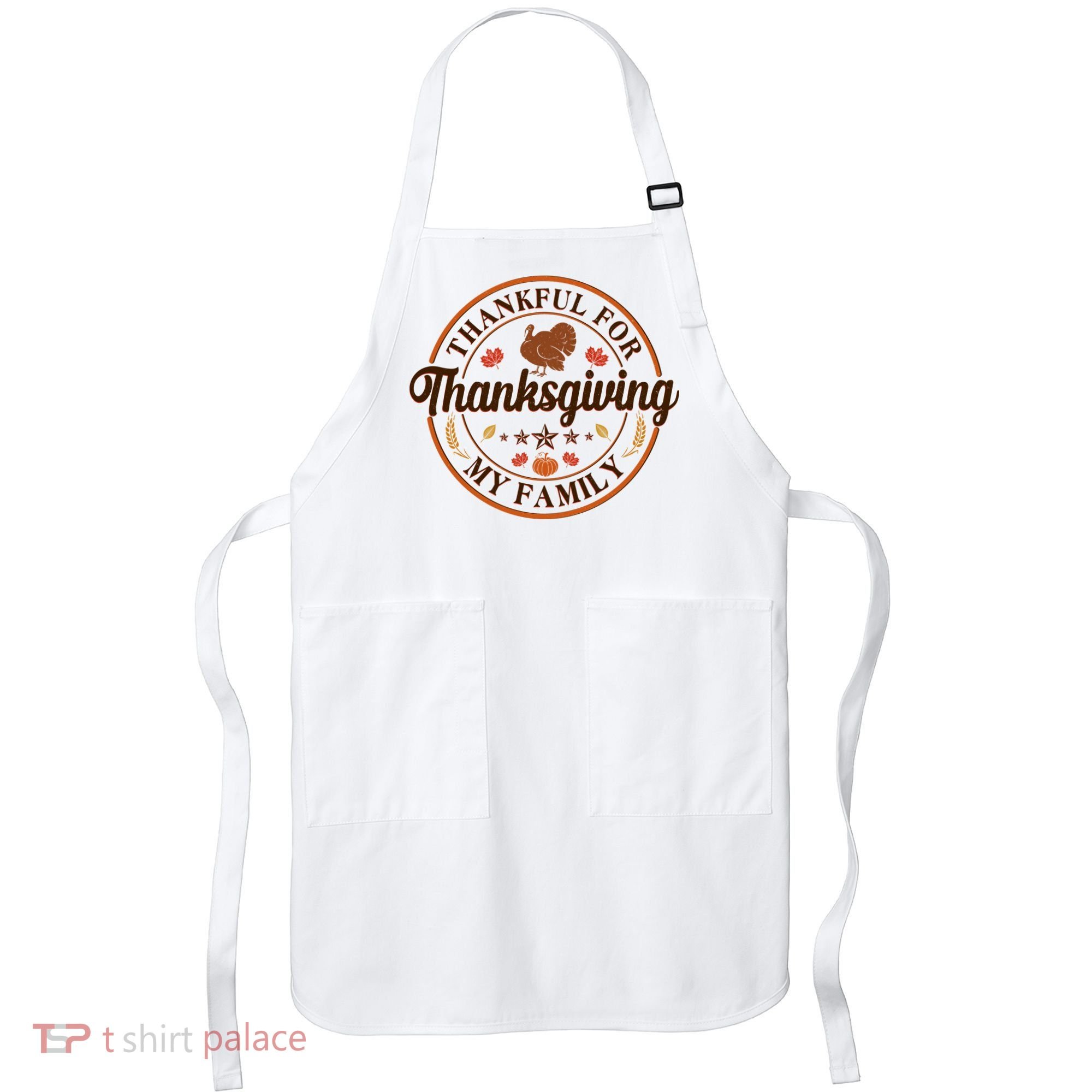Thankful For My Family Thanksgiving Emblem Apron