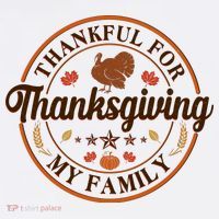 Thankful For My Family Thanksgiving Emblem T-Shirt thumb 7