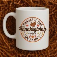 Thankful For My Family Thanksgiving Emblem Coffee Mug thumb 2