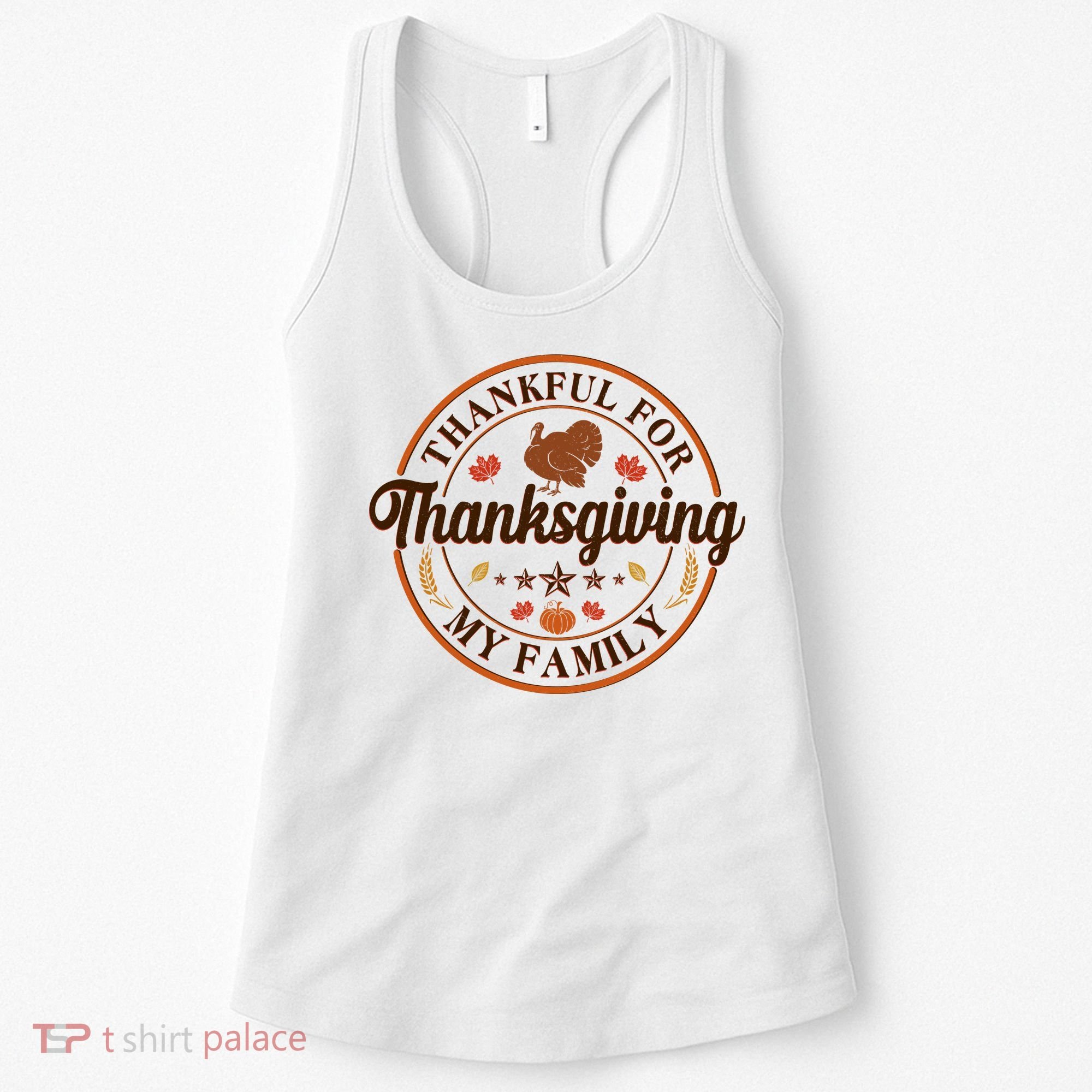 Thankful For My Family Thanksgiving Emblem Women's Tank Top