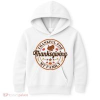 Thankful For My Family Thanksgiving Emblem Kids Hoodie thumb 0