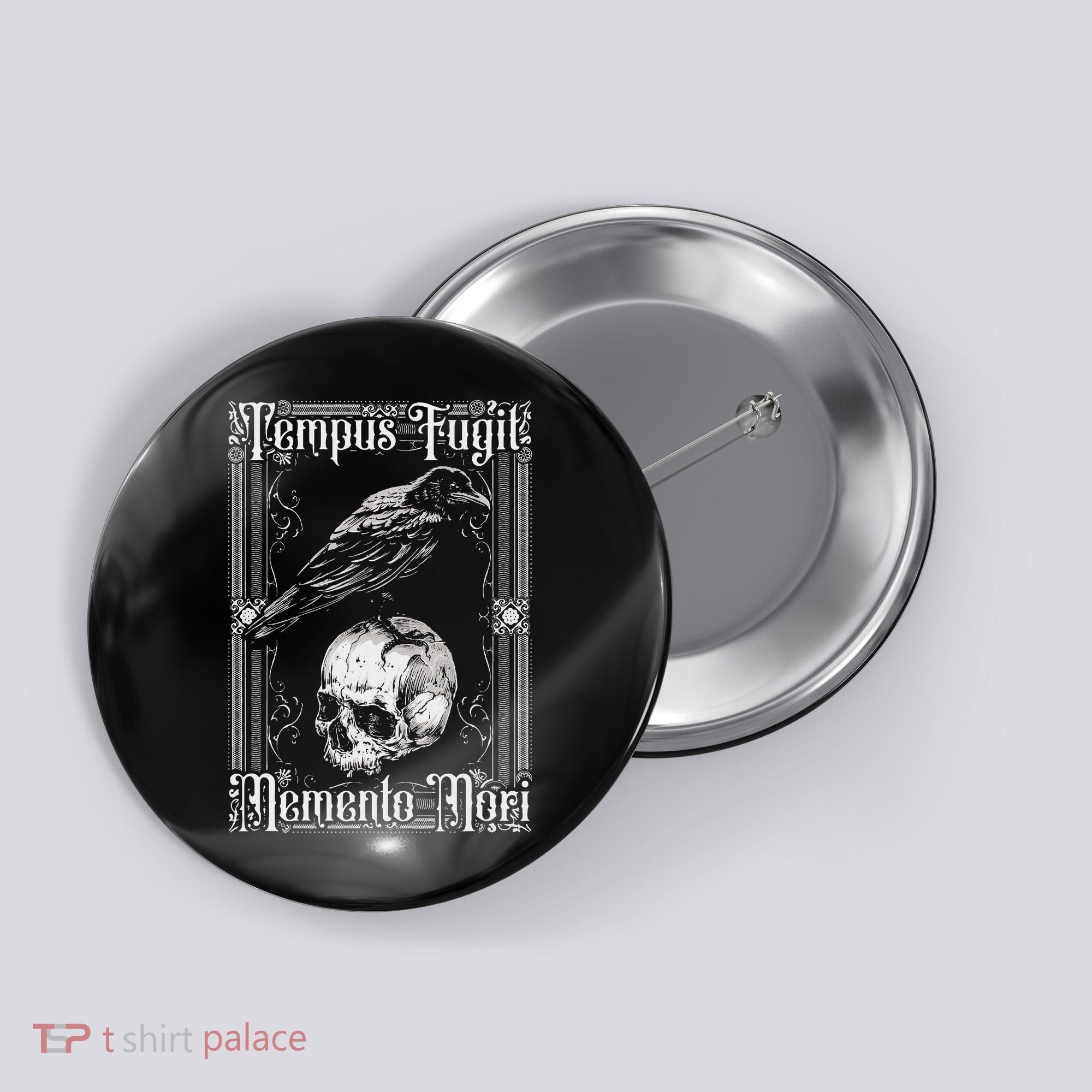 Tempus Fugit Memento Mori Latin Saying Button