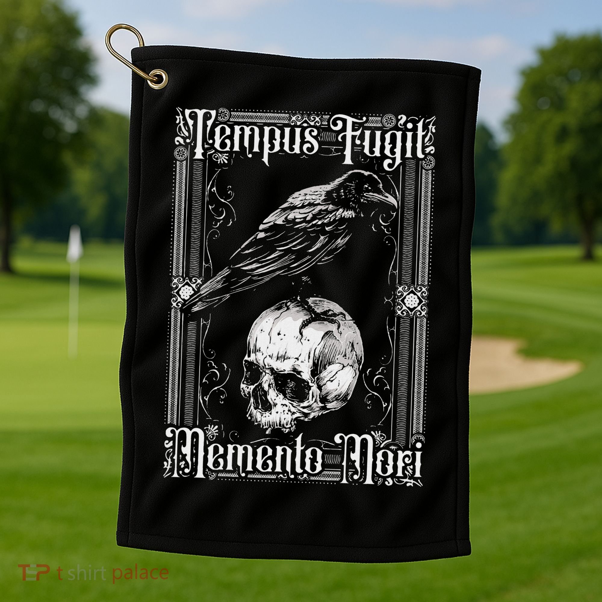 Tempus Fugit Memento Mori Latin Saying Golf Towel