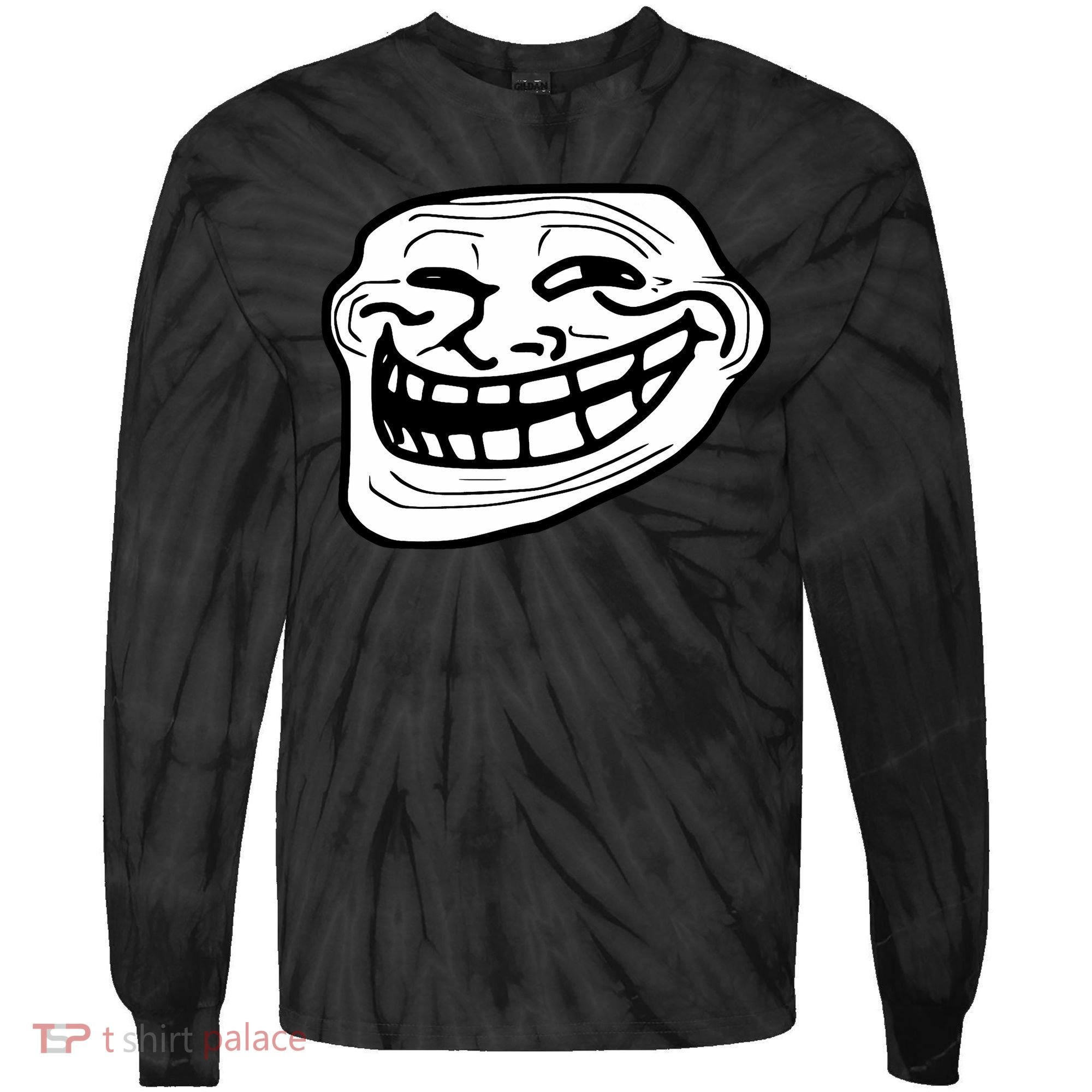 Troll Face Meme Funny Dank Meme Troll Face Tie-Dye Long Sleeve Shirt