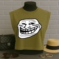 Troll Face Meme Funny Dank Meme Troll Face Garment-Dyed Women's Muscle Tee thumb 3