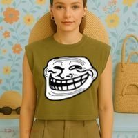 Troll Face Meme Funny Dank Meme Troll Face Garment-Dyed Women's Muscle Tee thumb 4