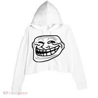 Troll Face Meme Funny Dank Meme Troll Face Crop Fleece Hoodie thumb 0