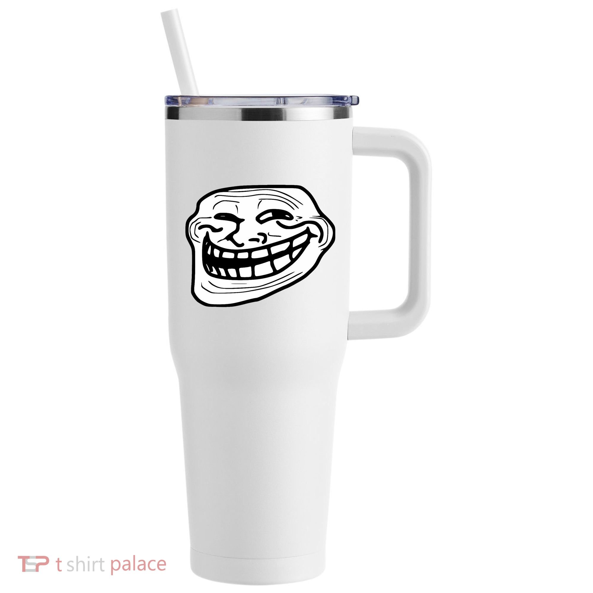 Troll Face Meme Funny Dank Meme Troll Face 40oz Vacuum Insulated Stainless Steel Travel Tumbler