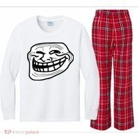 Troll Face Meme Funny Dank Meme Troll Face Kids Long Sleeve Plaid Pajama Set thumb 0