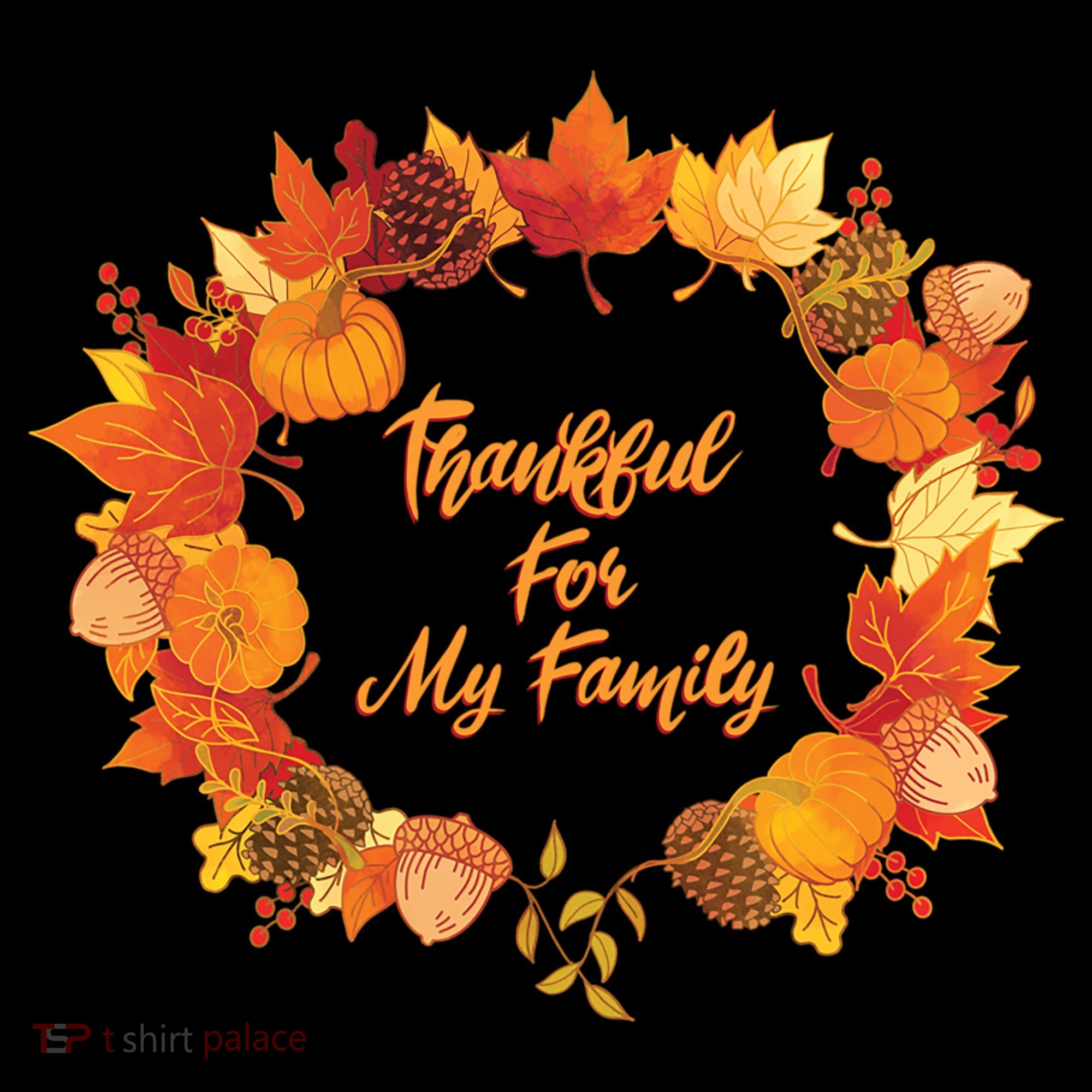 Thankful For My Family Holiday Wreath Thanksgiving Fall Gift Coffee Mug