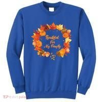 Thankful For My Family Holiday Wreath Thanksgiving Fall Gift Sweatshirt thumb 0