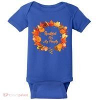 Thankful For My Family Holiday Wreath Thanksgiving Fall Gift Baby Bodysuit thumb 0
