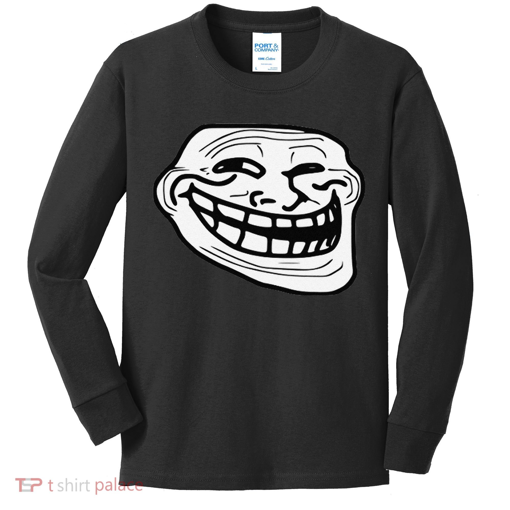 Troll Face Meme Funny Dank Meme Troll Face Kids Long Sleeve Shirt