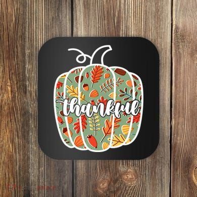 Thankful Fall Nature Pumpkin Coaster