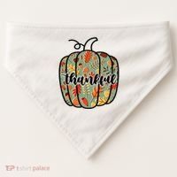 Thankful Fall Nature Pumpkin USA-Made Doggie Bandana thumb 0