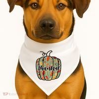 Thankful Fall Nature Pumpkin USA-Made Doggie Bandana thumb 1