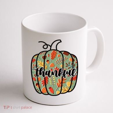 Thankful Fall Nature Pumpkin Coffee Mug back
