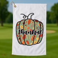 Thankful Fall Nature Pumpkin Golf Towel thumb 1
