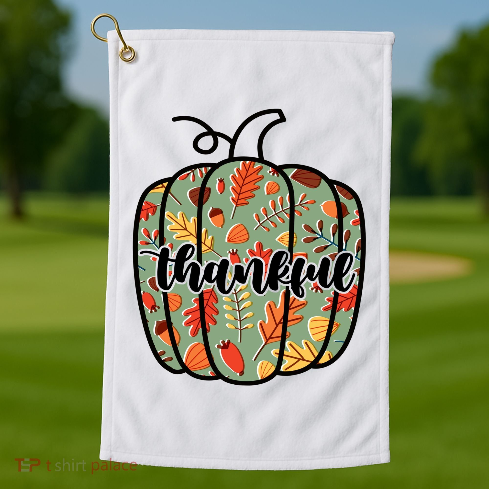 Thankful Fall Nature Pumpkin Golf Towel