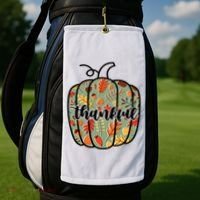Thankful Fall Nature Pumpkin Golf Towel thumb 2