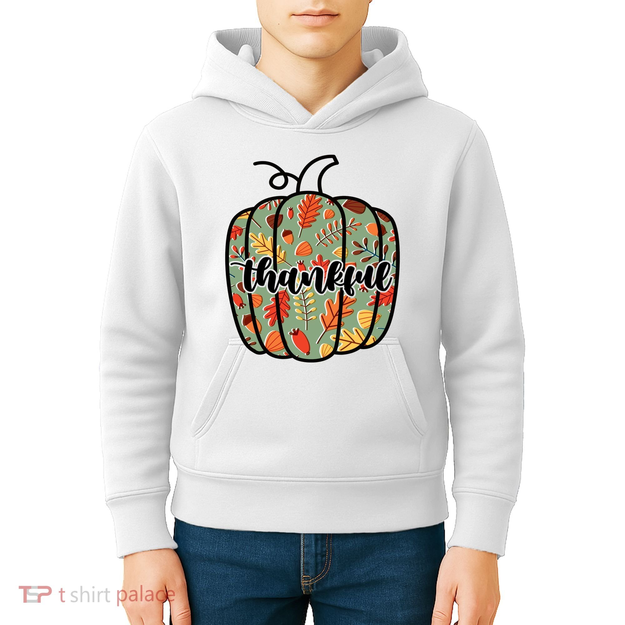 Thankful Fall Nature Pumpkin Kids Hoodie