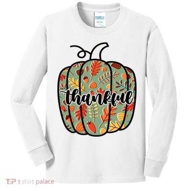 Thankful Fall Nature Pumpkin Kids Long Sleeve Shirt