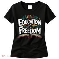 The Freedom Of Knowledge Black History Teacher Women's T-Shirt thumb 0