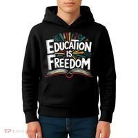 The Freedom Of Knowledge Black History Teacher Kids Hoodie thumb 4
