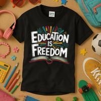 The Freedom Of Knowledge Black History Teacher Kids T-Shirt thumb 3