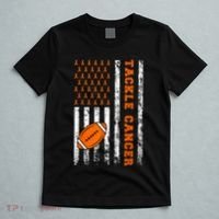 Tackle Football Orange Ribbon Leukemia Cancer Awareness T-Shirt thumb 5