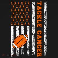 Tackle Football Orange Ribbon Leukemia Cancer Awareness T-Shirt thumb 7