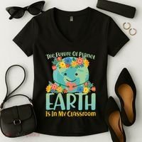 The Future Of Plant Earth Is In My Classroom Women's V-Neck T-Shirt thumb 2