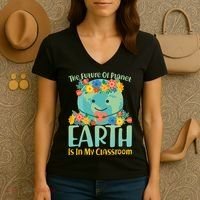 The Future Of Plant Earth Is In My Classroom Women's V-Neck T-Shirt thumb 3