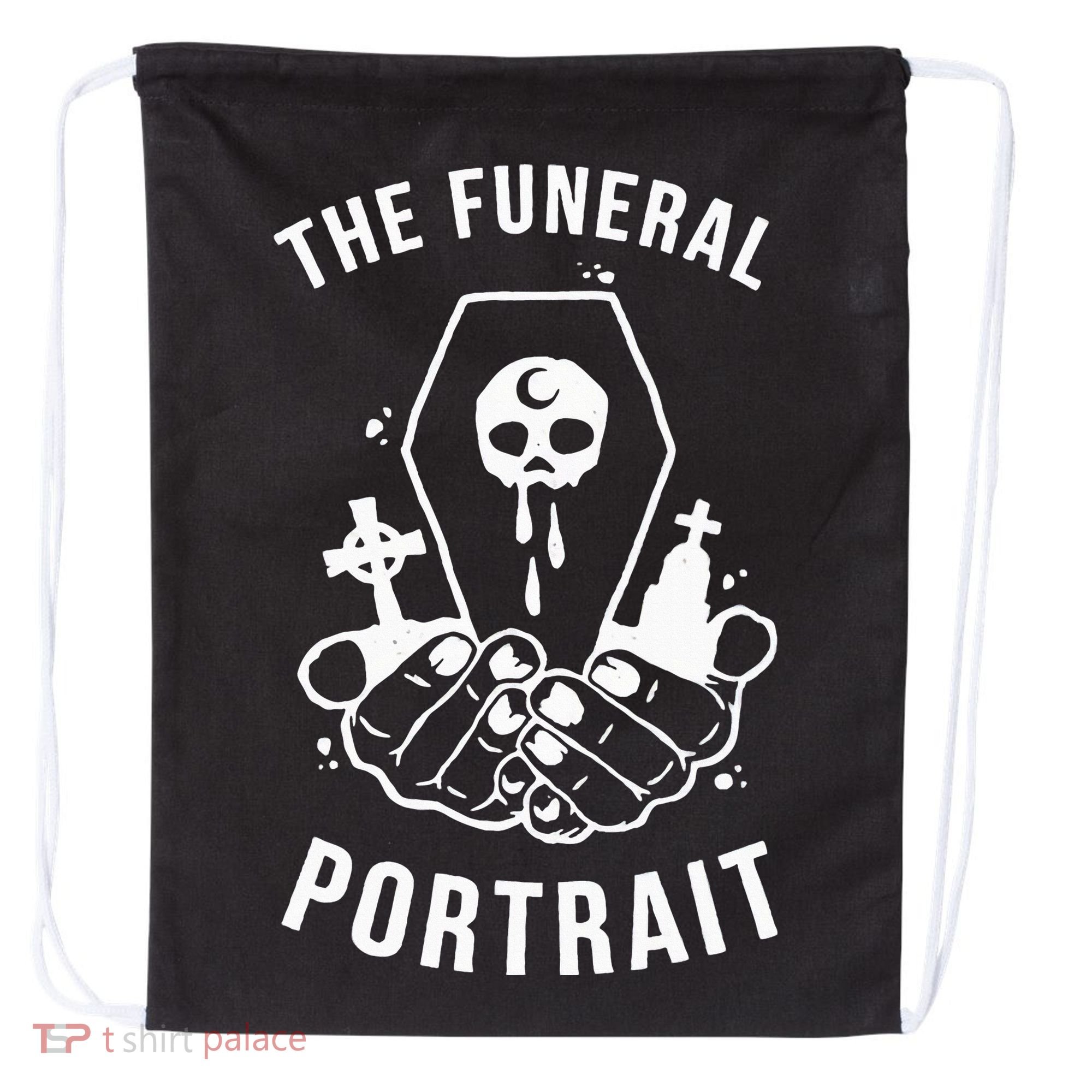 The Funeral Portrait Coffin Skull Drawstring Bag