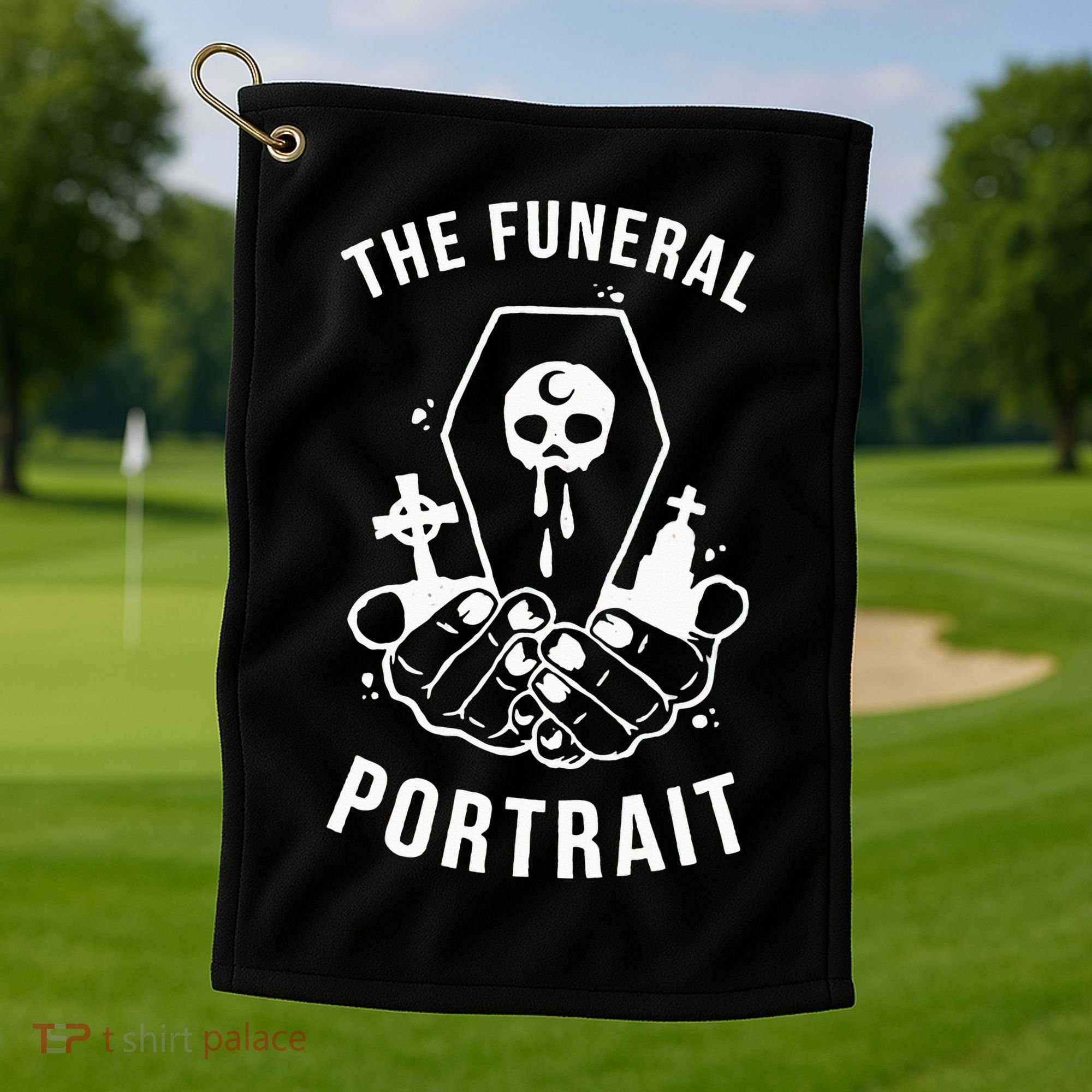 The Funeral Portrait Coffin Skull Golf Towel