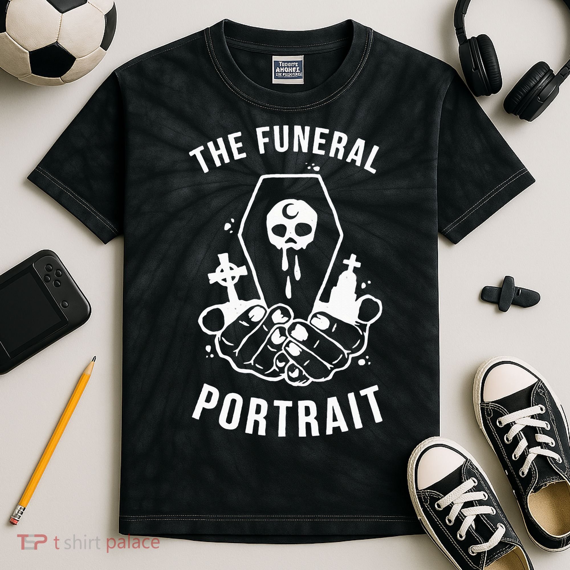 The Funeral Portrait Coffin Skull Kids Tie-Dye T-Shirt