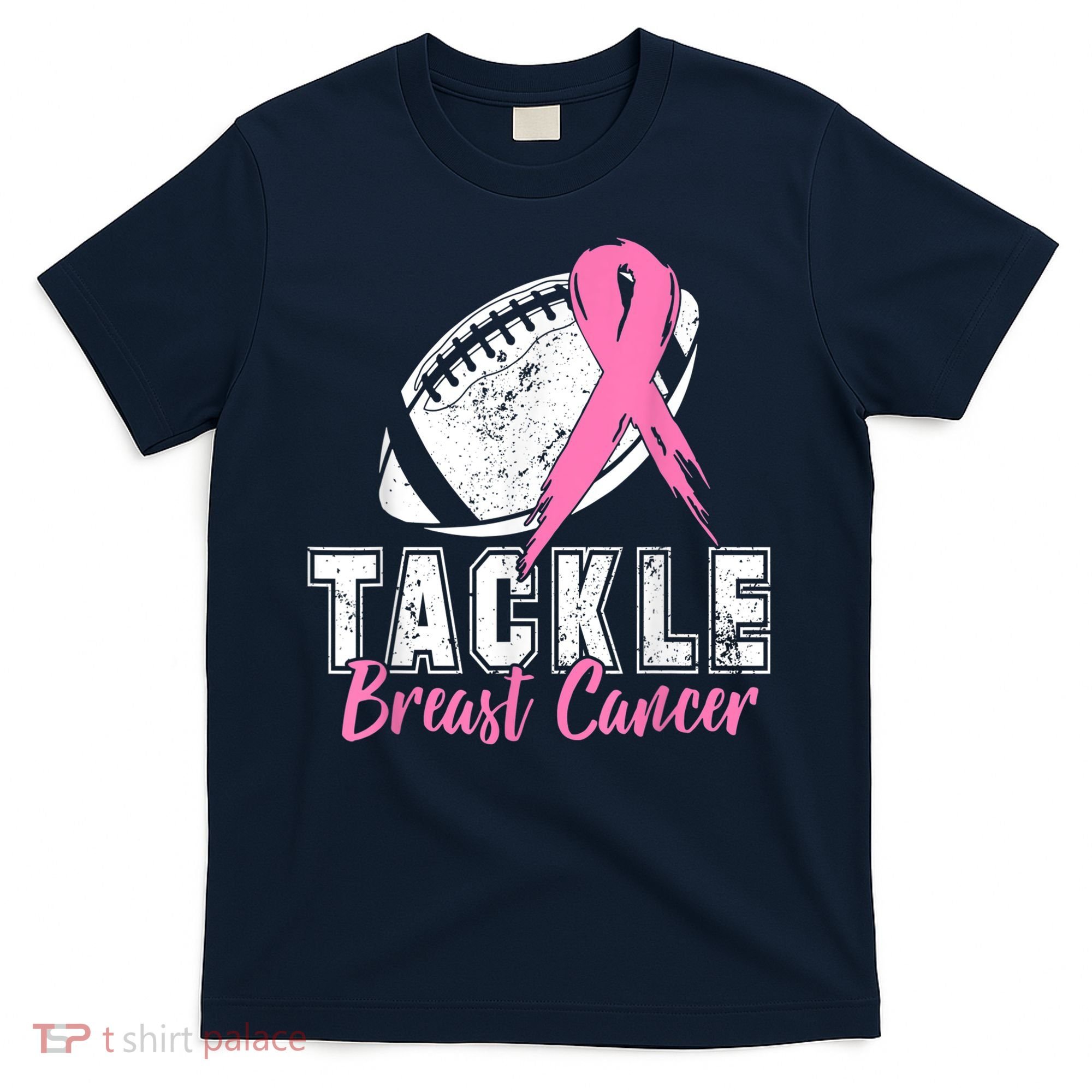 Tackle Football Pink Ribbon Breast Cancer Awareness T-Shirt