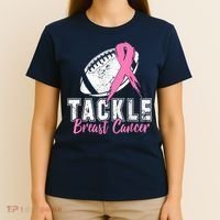 Tackle Football Pink Ribbon Breast Cancer Awareness T-Shirt thumb 4