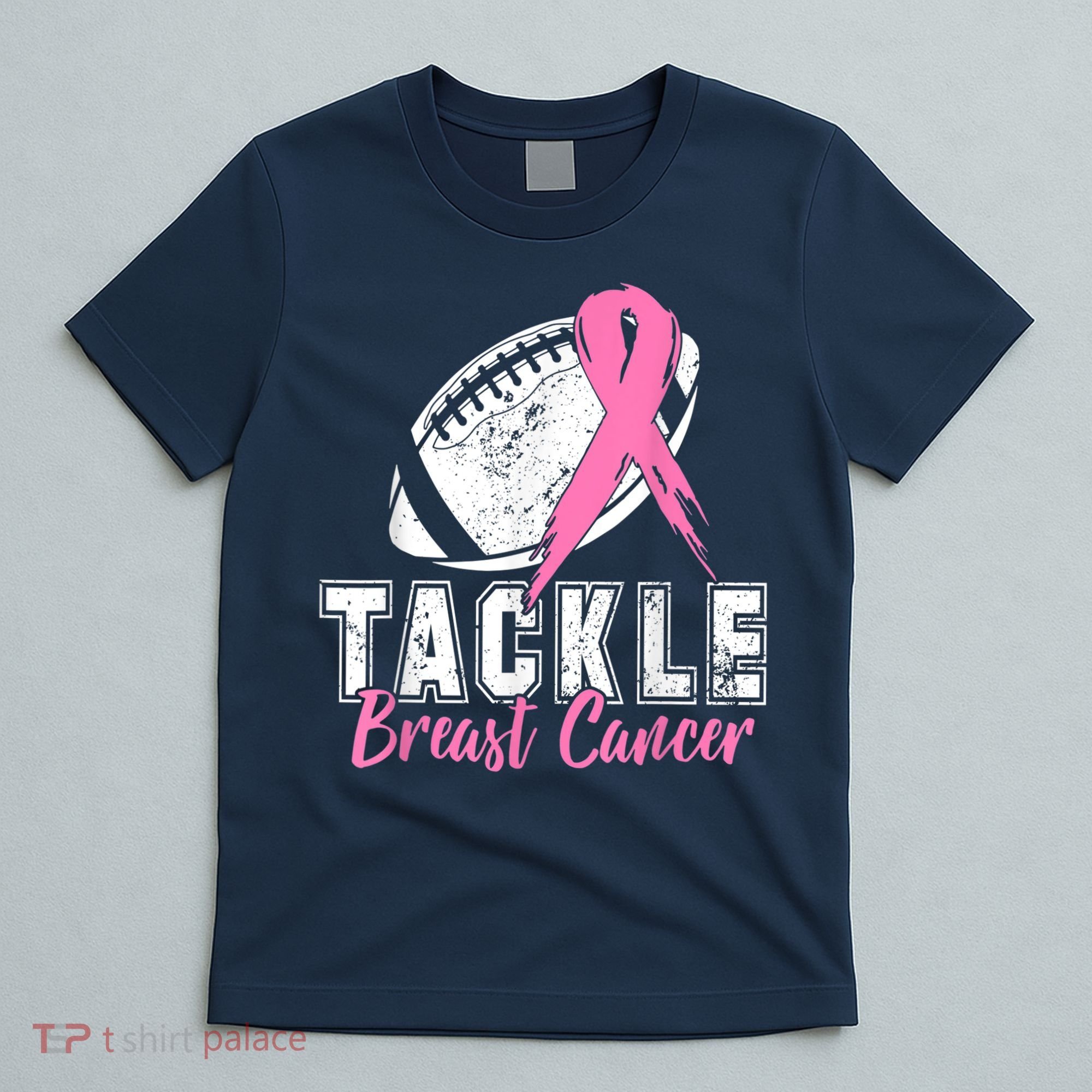 Tackle Football Pink Ribbon Breast Cancer Awareness T-Shirt