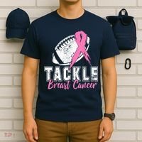 Tackle Football Pink Ribbon Breast Cancer Awareness T-Shirt thumb 6