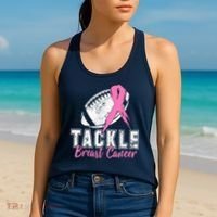 Tackle Football Pink Ribbon Breast Cancer Awareness Women's Tank Top thumb 2