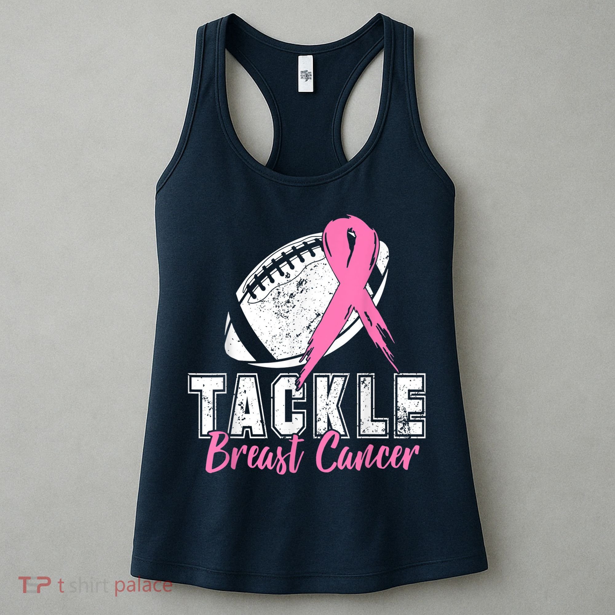 Tackle Football Pink Ribbon Breast Cancer Awareness Women's Tank Top