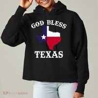 Texas Flag Patriotic Texan Pride God Bless Texas Ladies Heavyweight Boxy Pullover Hoodie thumb 0