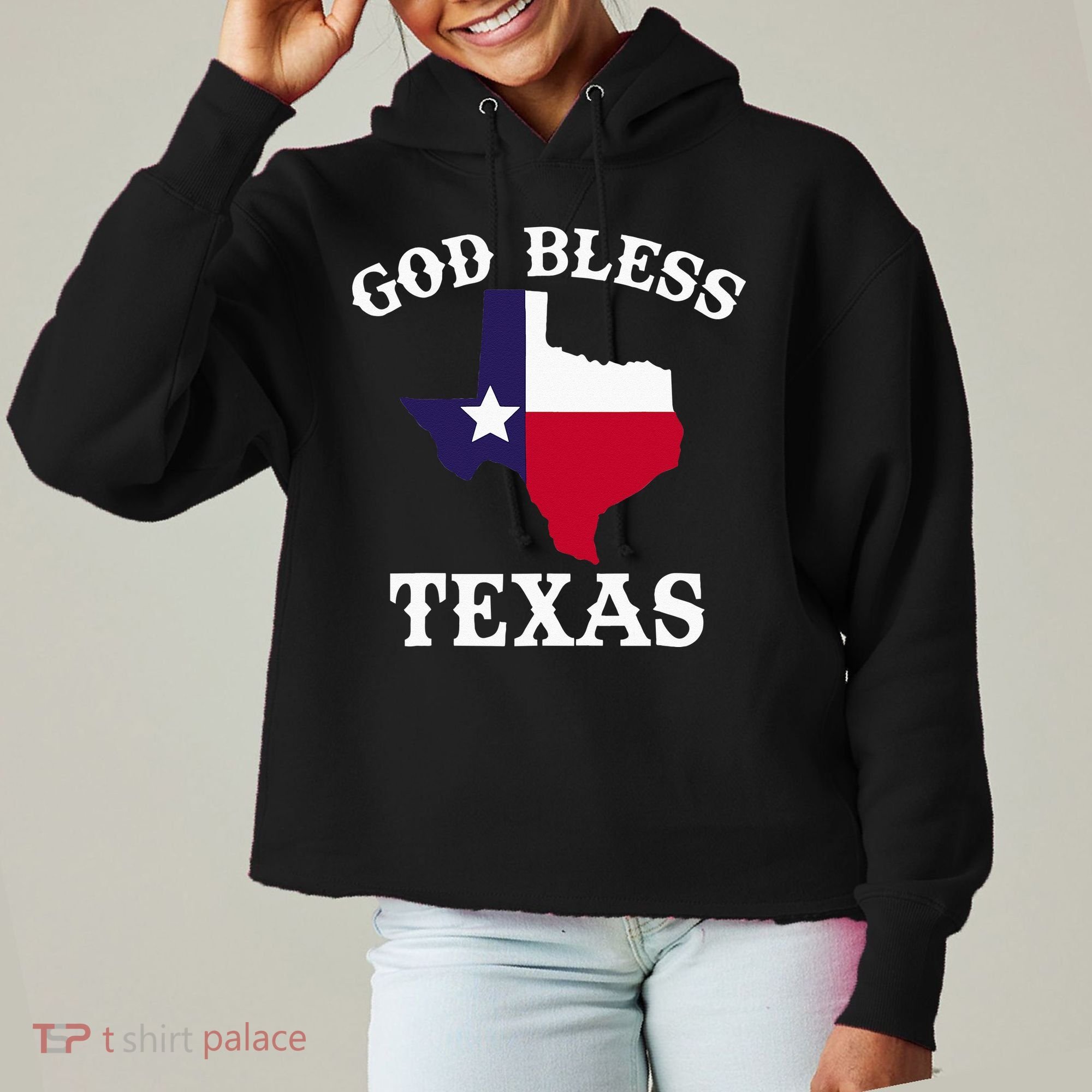 Texas Flag Patriotic Texan Pride God Bless Texas Ladies Heavyweight Boxy Pullover Hoodie