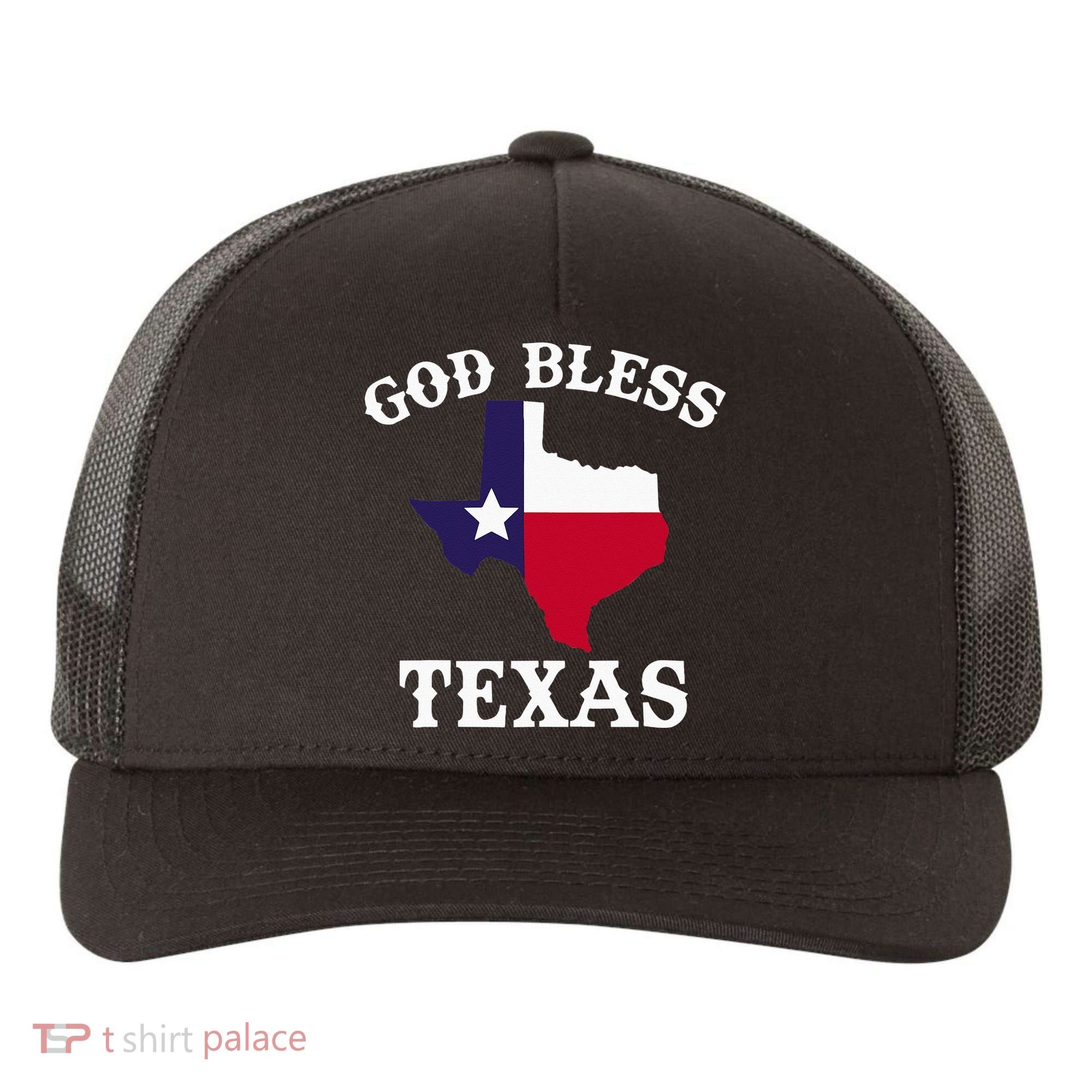 Texas Flag Patriotic Texan Pride God Bless Texas Yupoong Adult 5-Panel Trucker Hat