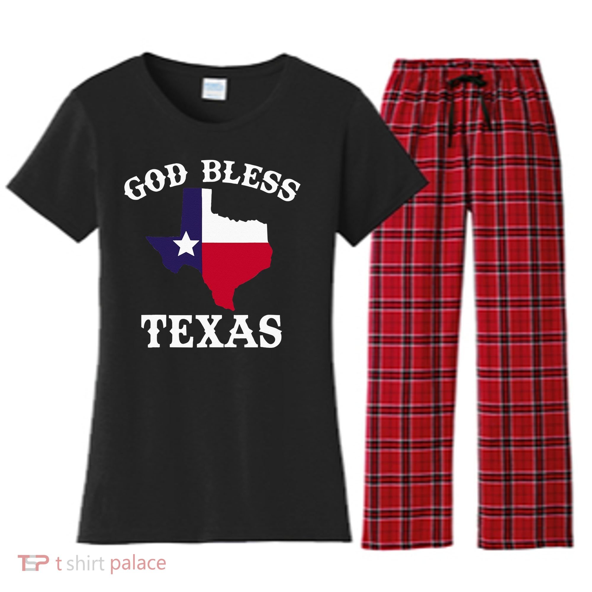 Texas Flag Patriotic Texan Pride God Bless Texas Women's Flannel Pajama Set